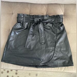 Abercrombie Kids Black Faux Leather Mini Skirt